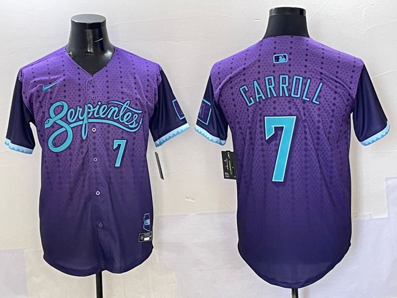 Men Arizona Diamondback #7 Carroll Purple Joint Name 2025 Nike MLB Jersey style 4